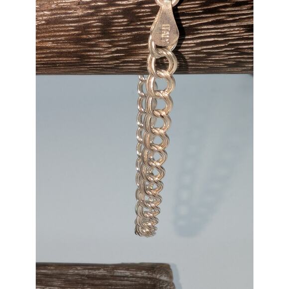 925 Sterling Silver Double Curb Link Chain 5mm 8" Charm Bracelet - Picture 2 of 8